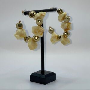 Chunky Gold and Cream Beaded Earrings